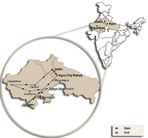 Palace on wheels - Route Map